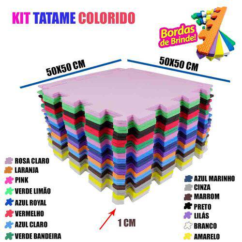 Kit 30 Tatames Eva Cores Sortidas 50x50x01 Cm