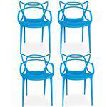 Kit 04 Cadeiras Decorativas para Sala de Jantar Amsterdam Azul - Lym Decor