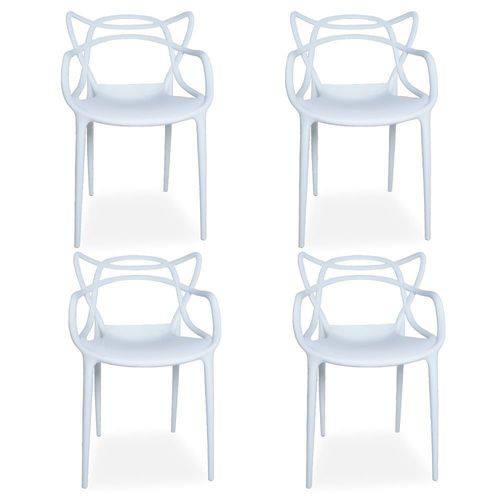 Kit 04 Cadeiras Decorativas para Sala de Jantar Amsterdam Branco - Lym Decor