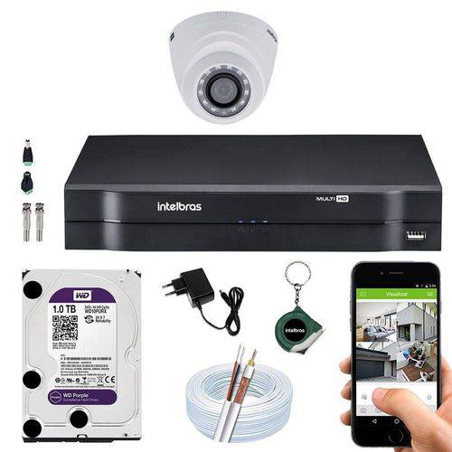 Kit 1 Camera Seguranca Residencial Multi Hd Intelbras Cftv