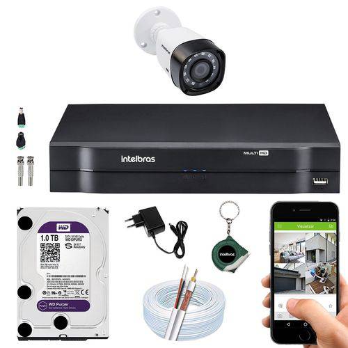 Kit 1 Camera Seguranca Residencial Multi HD Intelbras CFTV