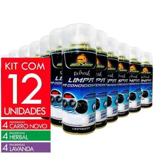 Kit 12 Limpa Ar Condicionado Spray Autoshine 250ml Mix