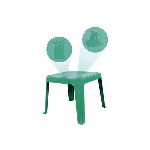 Kit 1 Mesa 45x45cm e 4 Cadeiras Decoradas Teddy Infantil Verde - ANTARES