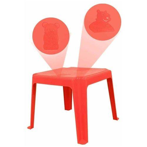 Kit 1 Mesa 45x45cm e 2 Cadeiras Decoradas Teddy Infantil Vermelho - ANTARES