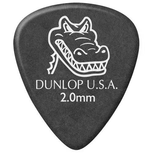 Kit 12 Palhetas Dunlop Gator Grip 2.00mm Cinza para Guitarra Baixo Violão