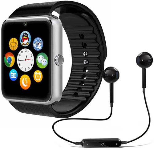 Kit 1 Relógios Smartwatch GT08 + 1 Fone Bluetooh Original Touch Bluetooth Gear Chip