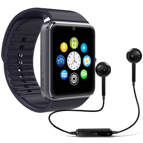Kit 1 Relógios Smartwatch GT08 + 1 Fone Bluetooh Original Touch Bluetooth Gear Chip