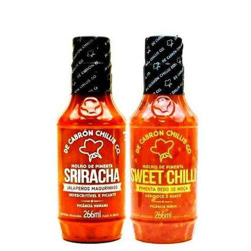 Kit 1 Sriracha + 1 Sweet Chilli - 266ml - de Cabrón