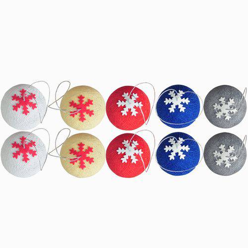 Kit 10 Bolas de Natal Branco,azul,vermelho,amarelo e Cinza