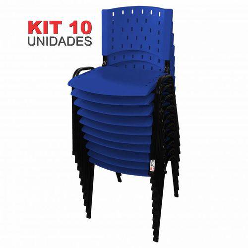 Kit 10 Cadeira de Plástico Empilhável AZUL Iso Polipropileno - ULTRA Móveis