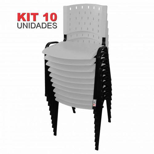 Kit 10 Cadeira de Plástico Empilhável BRANCA Iso Polipropileno - ULTRA Móveis
