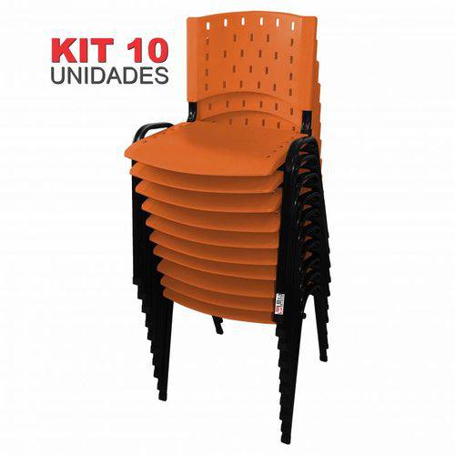 Kit 10 Cadeira de Plástico Empilhável LARANJA Iso Polipropileno - ULTRA Móveis