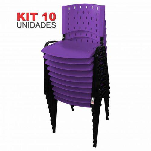 Kit 10 Cadeira de Plástico Empilhável LILÁS Iso Polipropileno