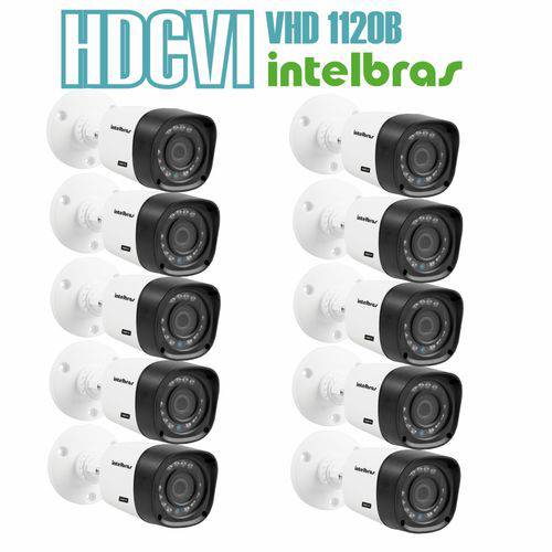 Kit 10 Câmeras com Infravermelho Intelbras Multi HD Vhd 1120b G4 Lente 3.6 720p Branca