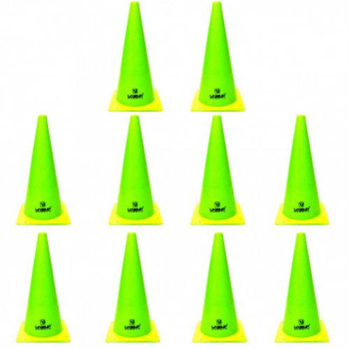 Kit 10 Cones de Agilidade para Demarcacao com 38 Cm Verde Limao Liveup