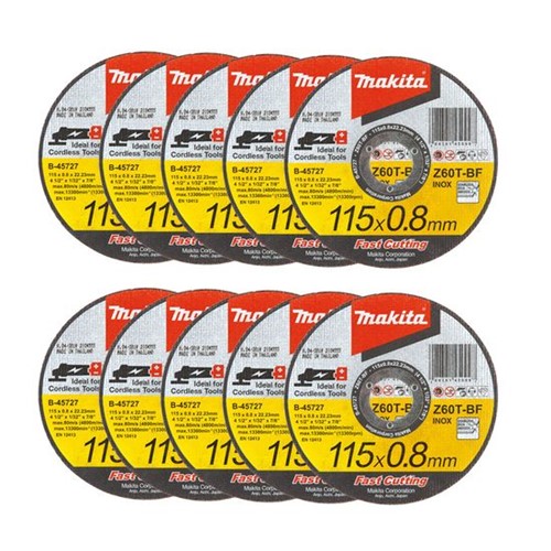 Kit - 10 Discos de Corte Abrasivo 'Fast Cutting' 115 X 0.8 X 22,23mm - B-45727-25 - Makita
