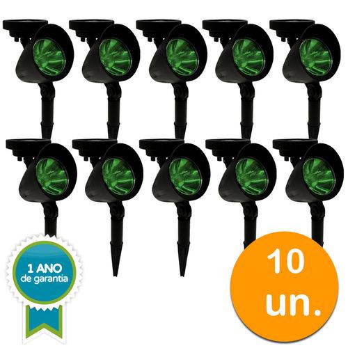 Kit 10 Luminárias Solares Refletor Spot LED ABS com Espeto para Jardim - Ecoforce - 17277 - Verde