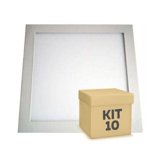 Kit 10 Painel Plafon Luminária Led Quadrado Embutir Slim 25w Frio