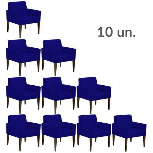 Kit 10 Poltronas Decorativa Dani para Sala e Recepção Suede Azul Marinho - D'Rossi