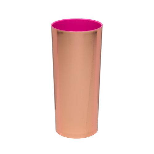 KIT 50 Copos Long Drink Metalizado Cobre com Rosa Pink