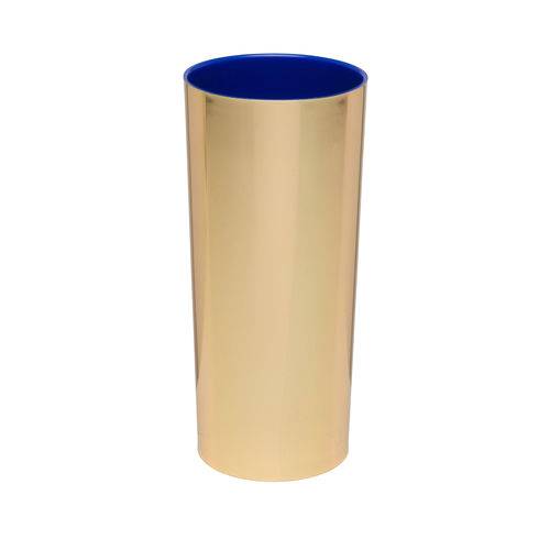 KIT 100 Copos Long Drink Metalizado Dourado com Azul Royal