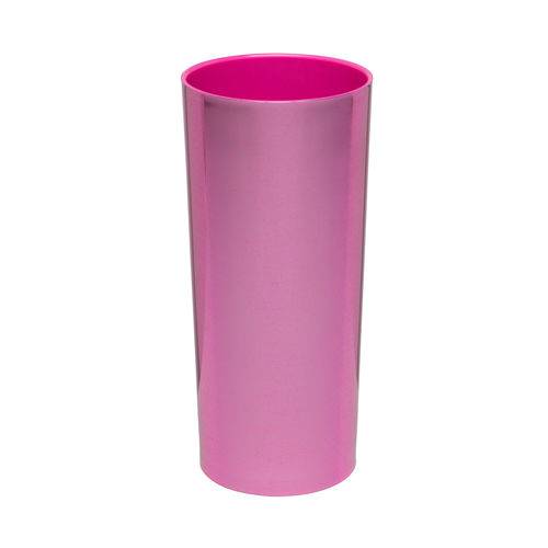KIT 100 Copos Long Drink Metalizado Rosa com Interior Pink