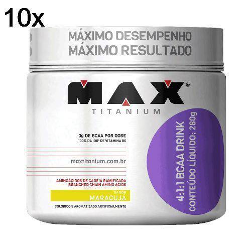 Kit 10X BCAA 4:1:1 - 280g Drink Maracujá - Max Titanium