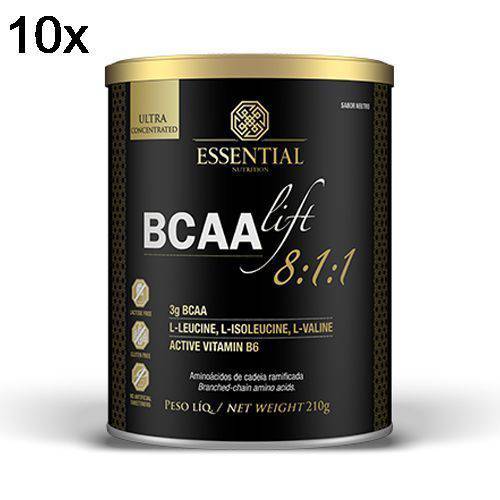 Kit 10X BCAALIFT 8:1:1 - 210g Neutro - Essential Nutrition