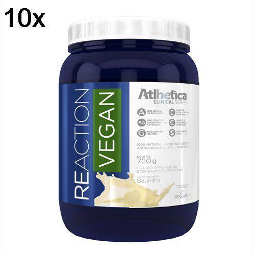 Kit 10X Reaction Vegan - 720g Baunilha - Atlhetica Nutrition