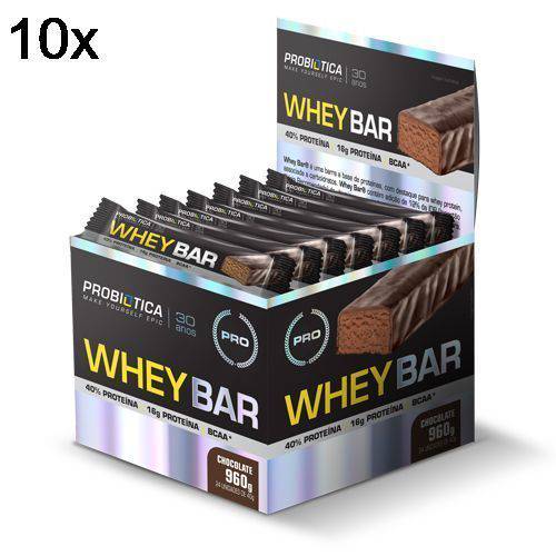 Kit 10X Whey Bar High Protein - 24 Unidades 40g Chocolate - Probiótica