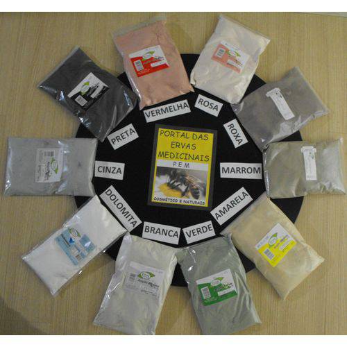 Kit de Argila com 11 Cores Diferentes Esterilizada Natural Pura Estética Completo