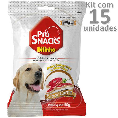 Kit 15un Petiscos Pró Snacks Linha Premium Sabor Carne Cães