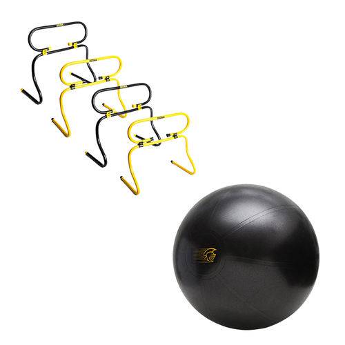 Kit 4 Barreiras de Agilidade Ajustáveis Pretorian + Bola de Exercícios 65 Cm Fit Ball Training