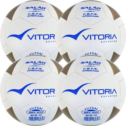 Kit 4 Bola Futsal Vitoria Brx Max 450 Sub 15 (13/15 Anos)