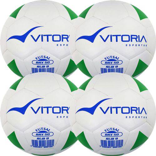 Kit 4 Bola Futsal Vitoria Brx Max 50 Sub 9 Pré Mirim