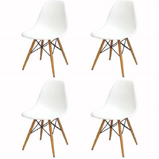 Kit 4 Cadeira Eames Wood Branca PP OR Design 1102B