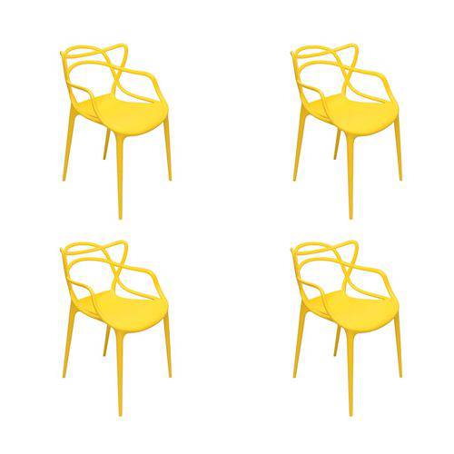 Kit 4 Cadeiras 100% Polipropileno Amarela