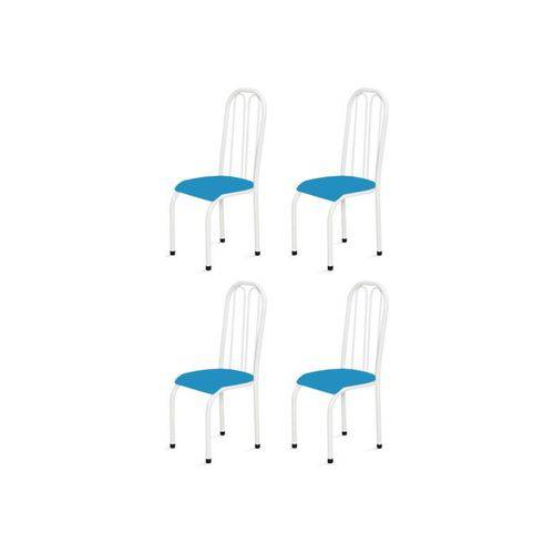 Kit 4 Cadeiras Altas 0.112 Anatômica Branco/azul - Marcheli