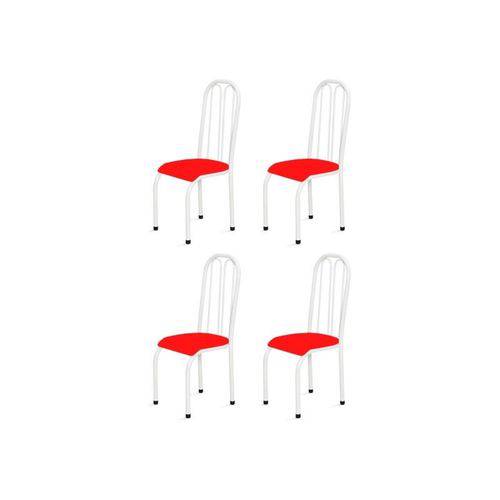 Kit 4 Cadeiras Altas 0.112 Anatômica Branco/vermelho - Marcheli