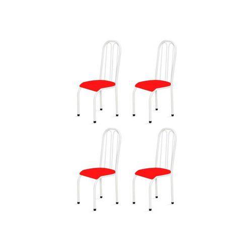 Kit 4 Cadeiras Altas 0.112 Anatômica Branco/vermelho - Marcheli