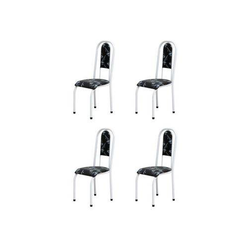 Kit 4 Cadeiras Anatômicas 0.122 Estofada Branco/preto Floral - Marcheli