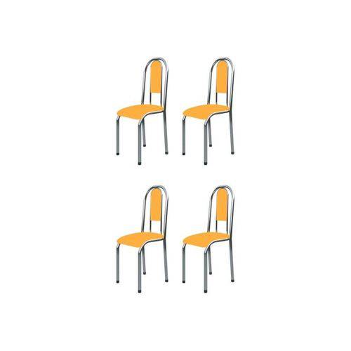 Kit 4 Cadeiras Anatômicas 0.122 Estofada Cromado/laranja - Marcheli
