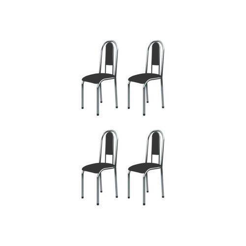 Kit 4 Cadeiras Anatômicas 0.122 Estofada Cromado/preto - Marcheli