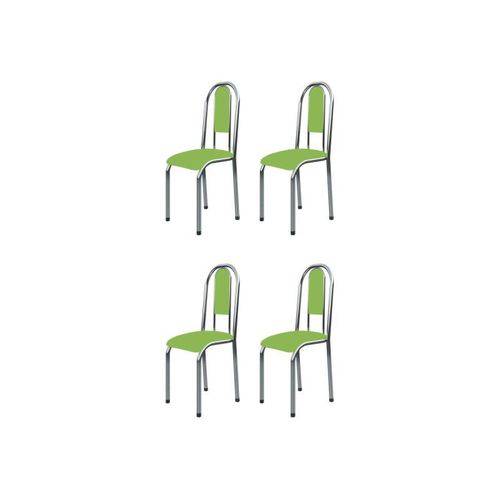 Kit 4 Cadeiras Anatômicas 0.122 Estofada Cromado/verde - Marcheli