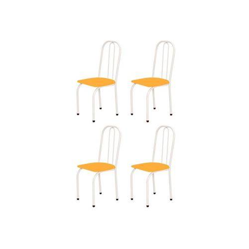 Kit 4 Cadeiras Baixas 0.101 Assento Reto Branco/laranja - Marcheli