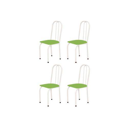 Kit 4 Cadeiras Baixas 0.101 Assento Reto Branco/verde - Marcheli