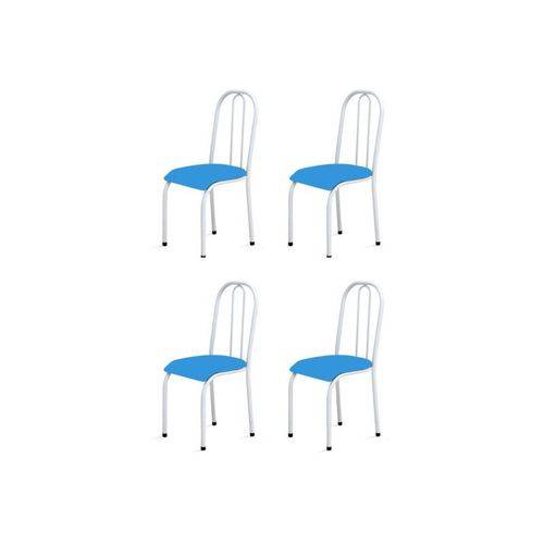Kit 4 Cadeiras Baixas 0.104 Anatômica Branco/azul - Marcheli