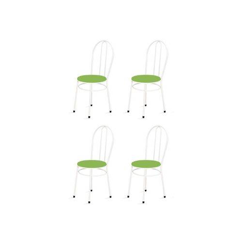 Kit 4 Cadeiras Baixas 0.134 Redonda Branco/verde - Marcheli