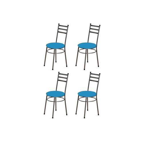 Kit 4 Cadeiras Baixas 0.135 Redonda Craqueado/azul - Marcheli