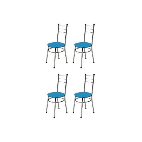 Kit 4 Cadeiras Baixas 0.236 Redonda Cromado/azul - Marcheli